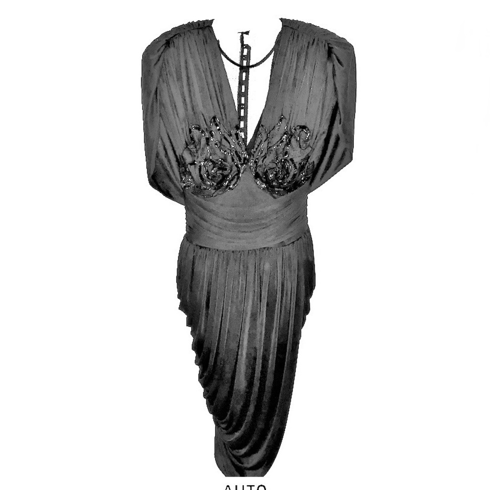 Vintage Climax Karen Okada Beaded and Ruched Dress